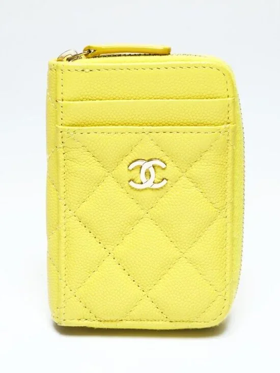 Chanel Coin Case CC Logo Quilted Caviar Leather Fragment - Picture 2 of 10